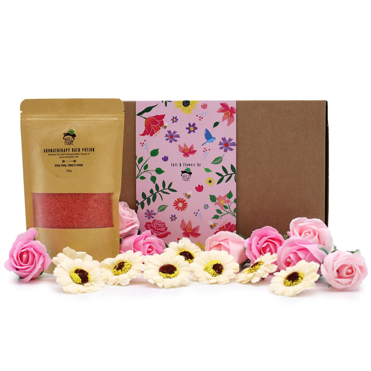Ylang Ylang, Lemon & Orange Bath Salt & Soap Flower Gift Set - Bella Forever