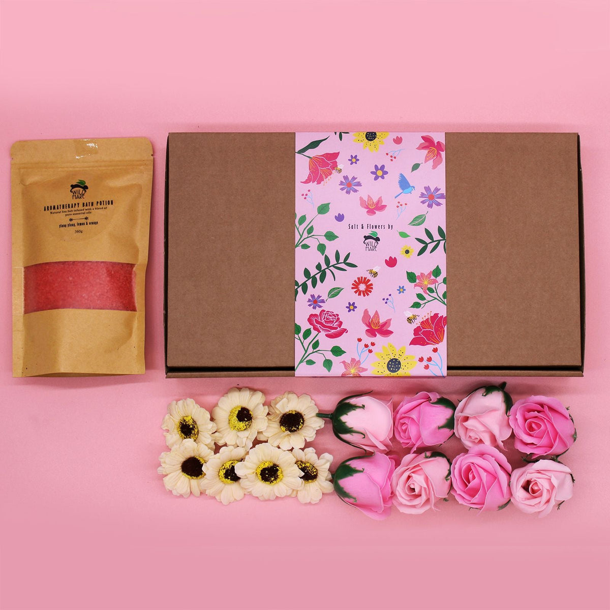 Ylang Ylang, Lemon & Orange Bath Salt & Soap Flower Gift Set - Bella Forever